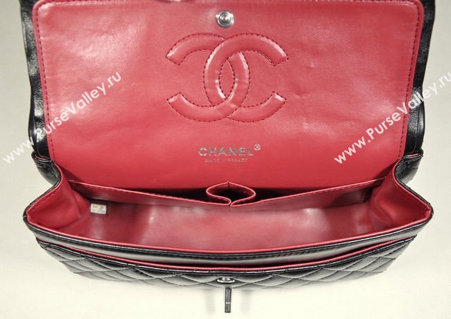 Chanel 1112 leather classic flap handbag black bag 5690