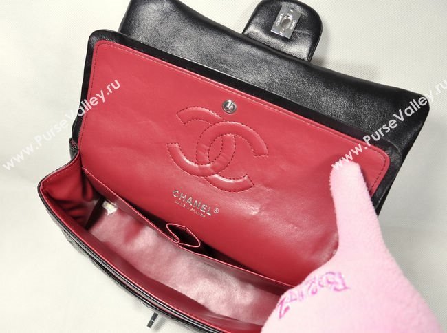 Chanel 1112 leather classic flap handbag black bag 5690