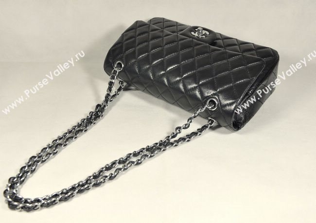 Chanel 1112 leather classic flap handbag black bag 5690