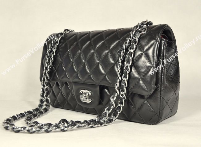 Chanel 1112 leather classic flap handbag black bag 5690