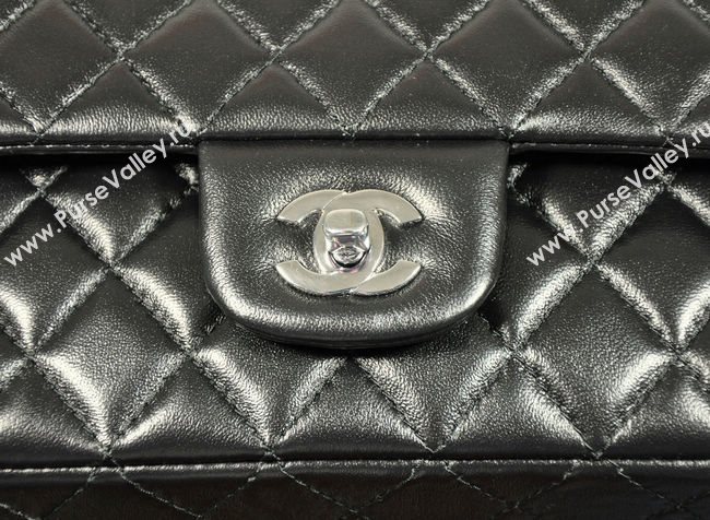 Chanel 1112 leather classic flap handbag black bag 5690