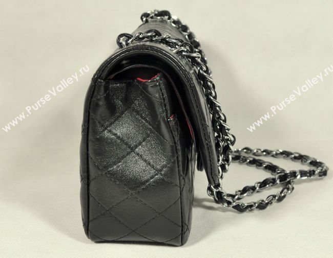 Chanel 1112 leather classic flap handbag black bag 5690