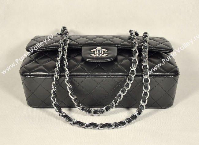 Chanel 1112 leather classic flap handbag black bag 5690