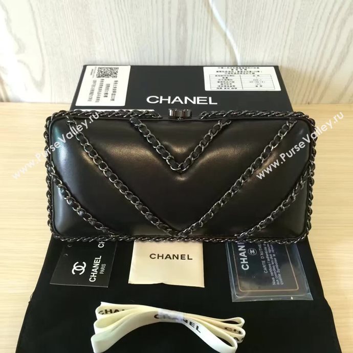 Chanel A94430 lambskin small evening black clutch bag 5693