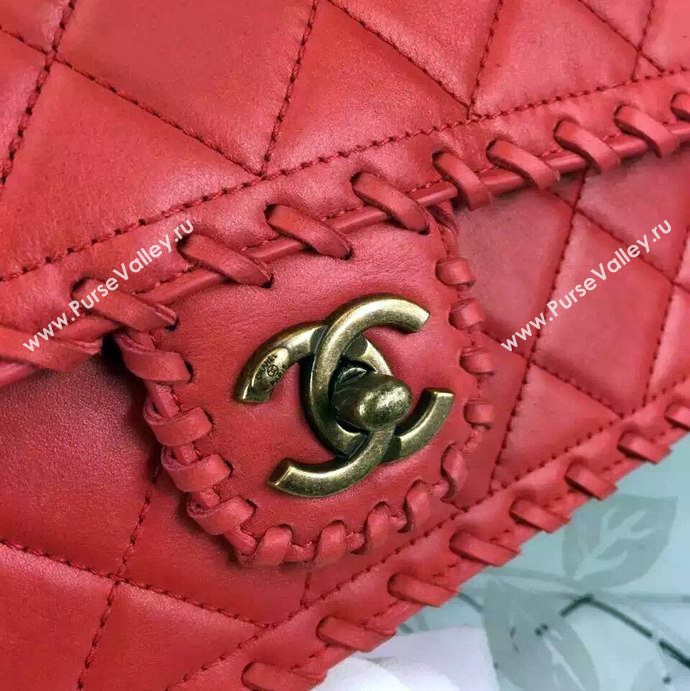 Chanel A92801 calfskin medium classic flap handbag red bag 5694