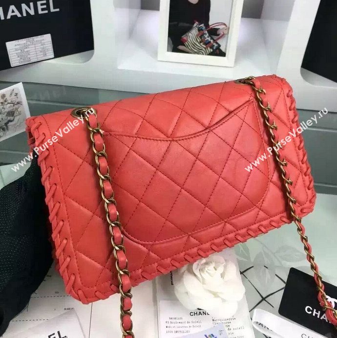 Chanel A92801 calfskin medium classic flap handbag red bag 5694