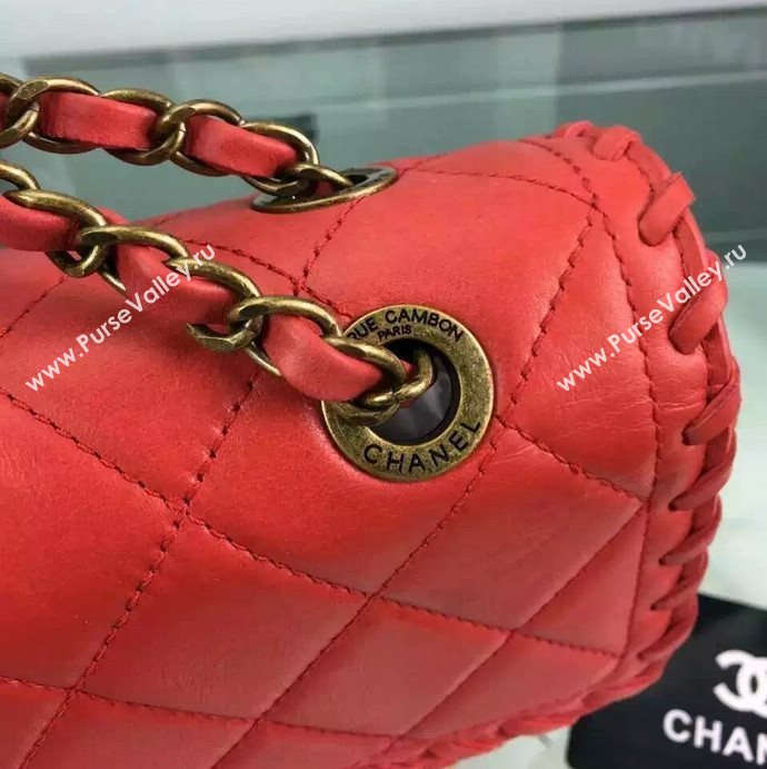 Chanel A92801 calfskin medium classic flap handbag red bag 5694