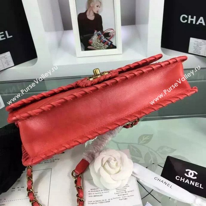 Chanel A92801 calfskin medium classic flap handbag red bag 5694