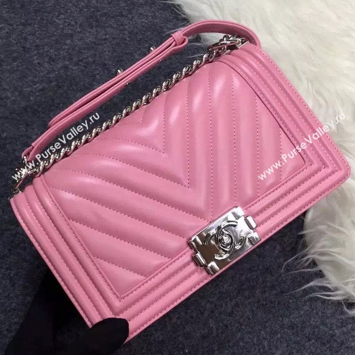 Chanel A92058 lambskin medium le boy handbag pink bag 5698