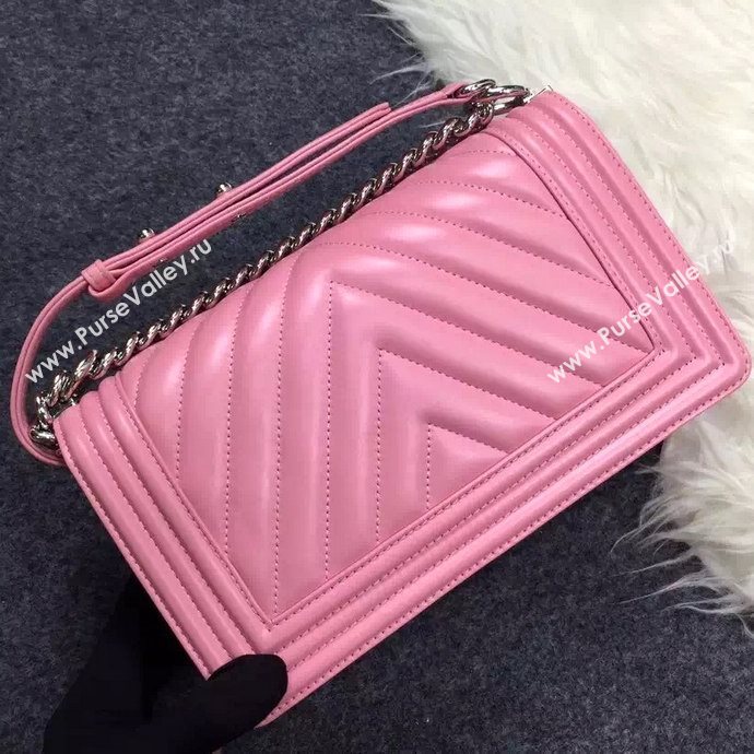 Chanel A92058 lambskin medium le boy handbag pink bag 5698