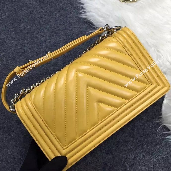 Chanel A92058 lambskin medium le boy handbag yellow bag 5699