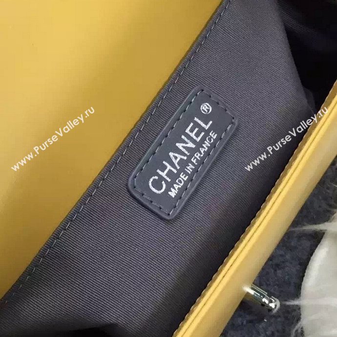 Chanel A92058 lambskin medium le boy handbag yellow bag 5699