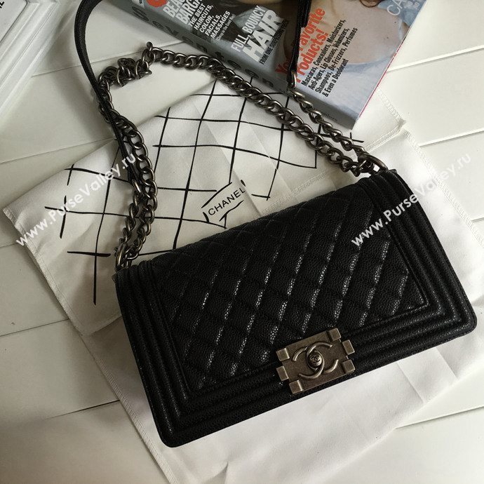 Chanel 67086 caviar leather medium le boy handbag black bag 5615