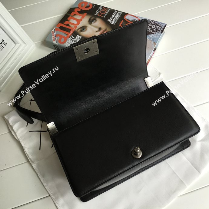 Chanel 67086 leather medium le boy handbag black bag 5616