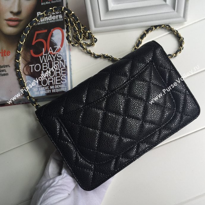 Chanel 33814 caviar leather small woc handbag black bag 5617