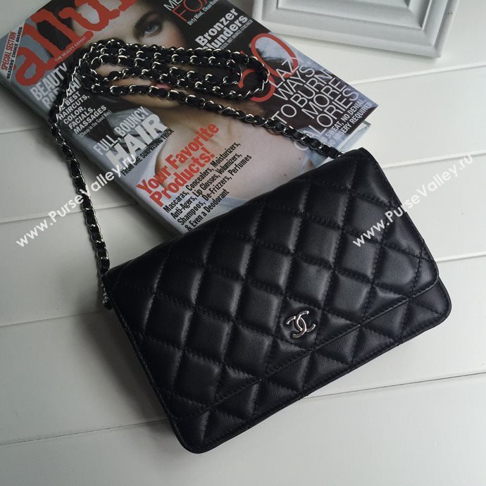 Chanel 33814 leather small woc handbag black bag 5619