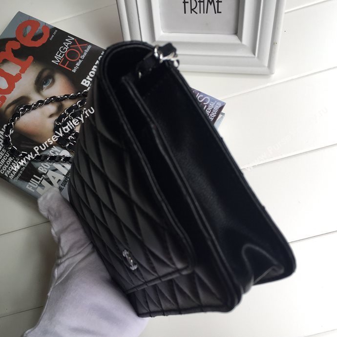 Chanel 33814 leather small woc handbag black bag 5619