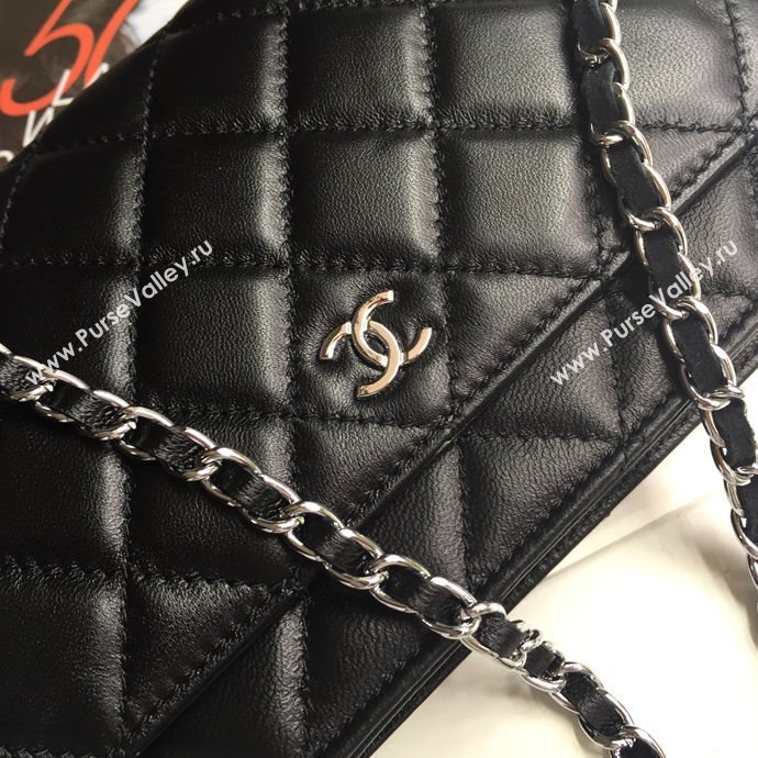 Chanel 33814 leather small woc handbag black bag 5619