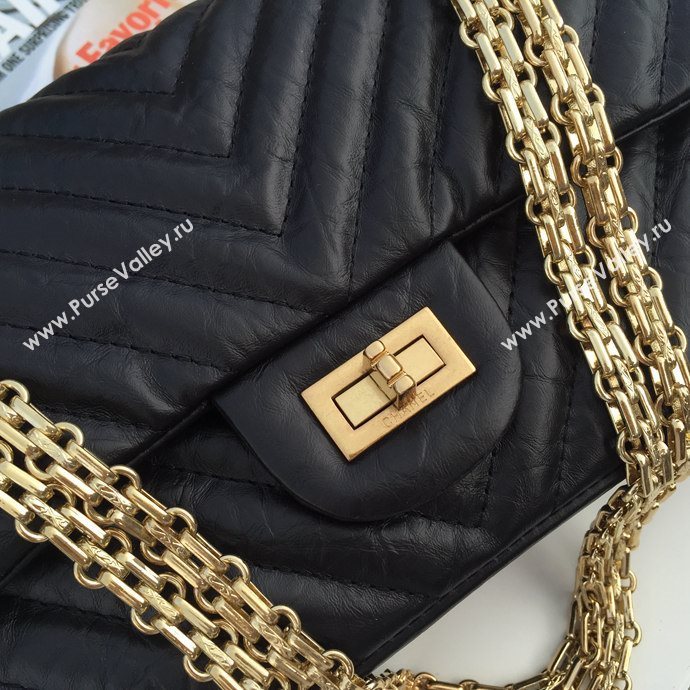 Chanel 30225 leather classic flap Reissue handbag black bag 5620