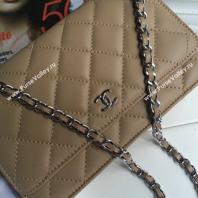 Chanel 33814 leather small woc handbag coffee bag 5621