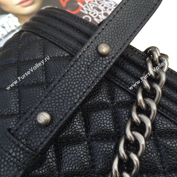 Chanel 67087 caviar leather large le boy handbag black bag 5625