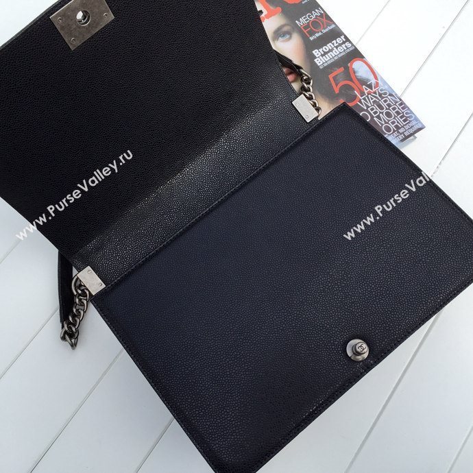 Chanel 67087 caviar leather large le boy handbag black bag 5625