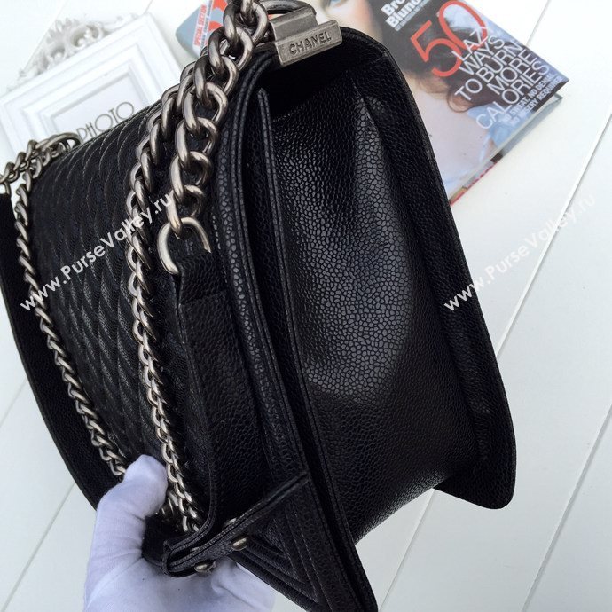 Chanel 67087 caviar leather large le boy handbag black bag 5625