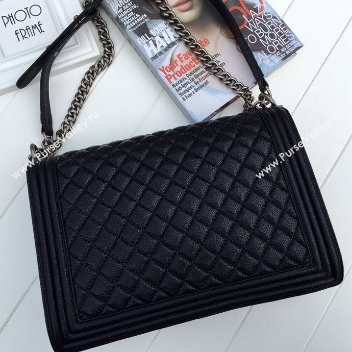 Chanel 67087 caviar leather large le boy handbag black bag 5625