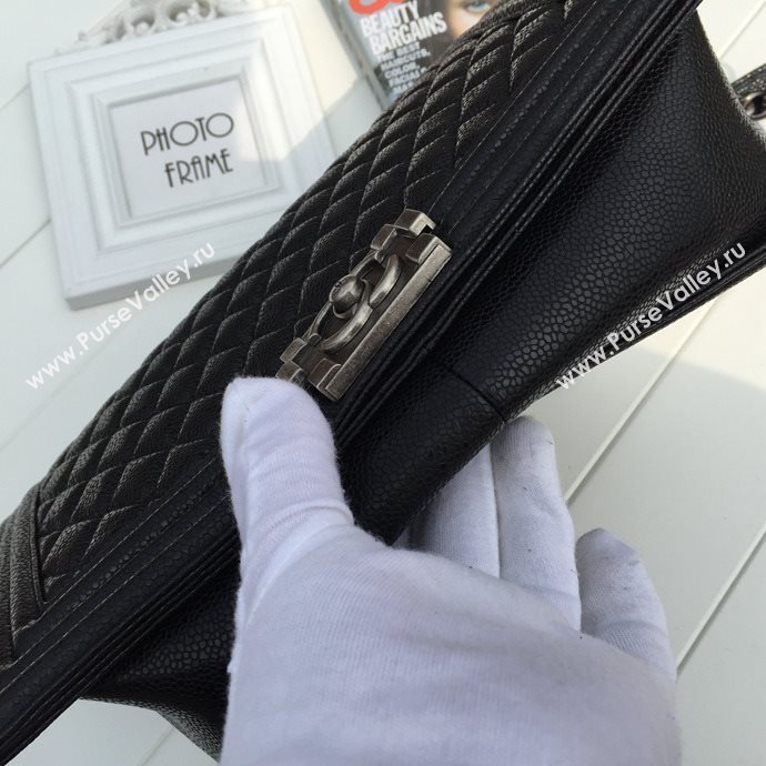 Chanel 67087 caviar leather large le boy handbag black bag 5625