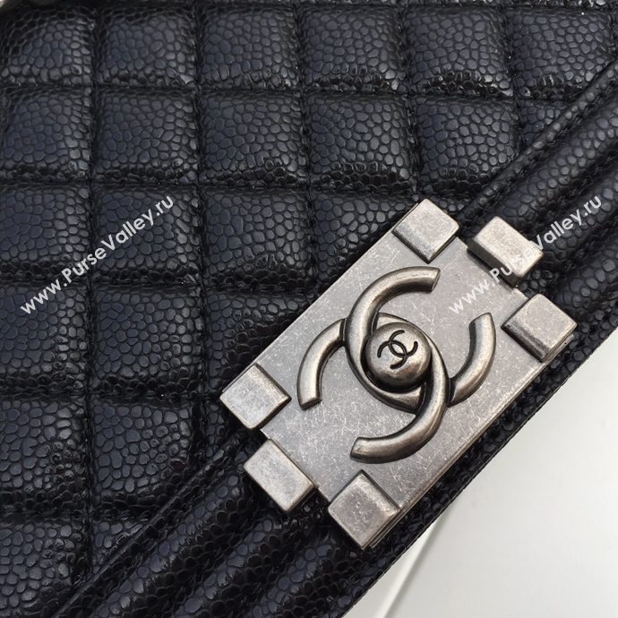 Chanel 67087 caviar leather large le boy handbag black bag 5625