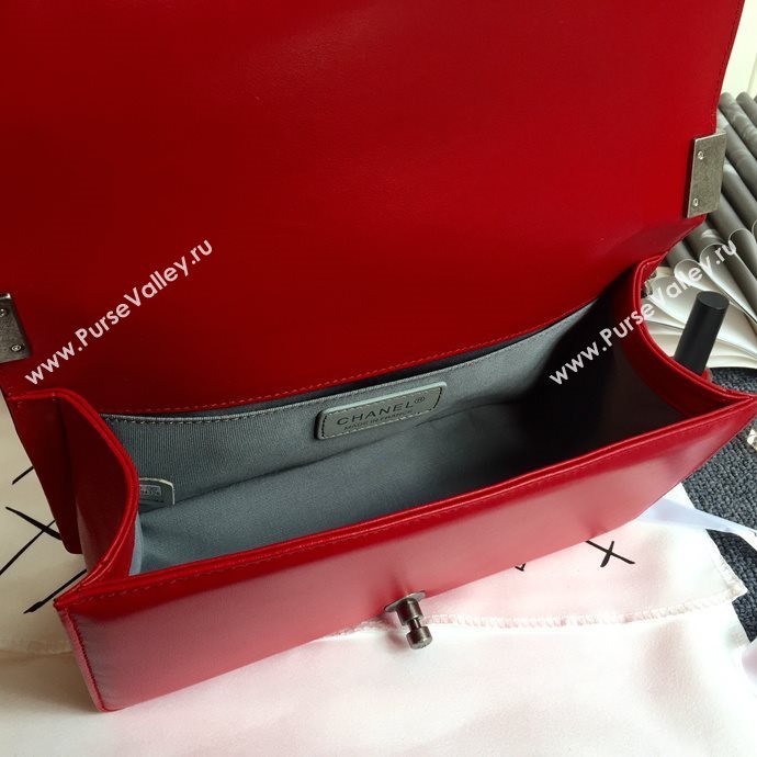 Chanel 67086 leather medium le boy handbag red bag 5627