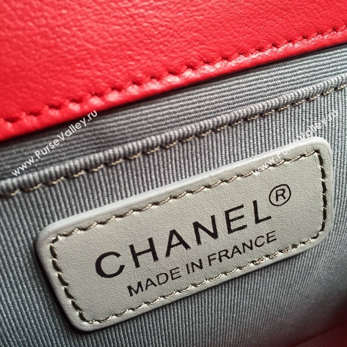 Chanel 67086 leather medium le boy handbag red bag 5627