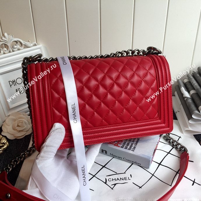 Chanel 67086 leather medium le boy handbag red bag 5627