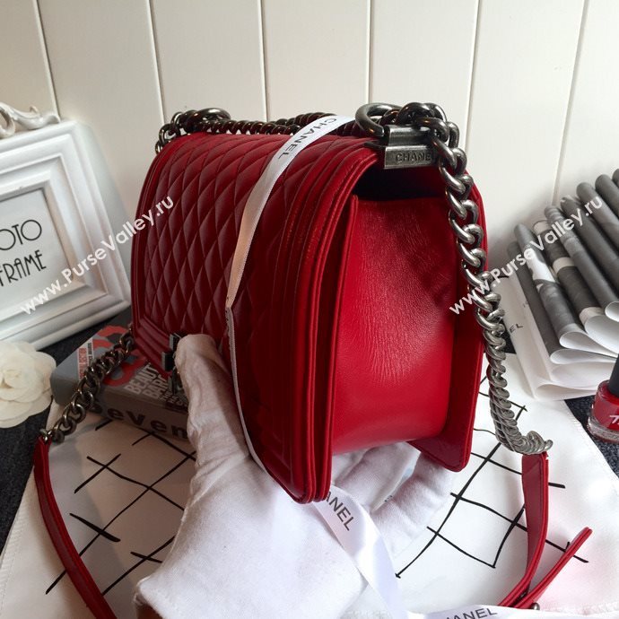 Chanel 67086 leather medium le boy handbag red bag 5627