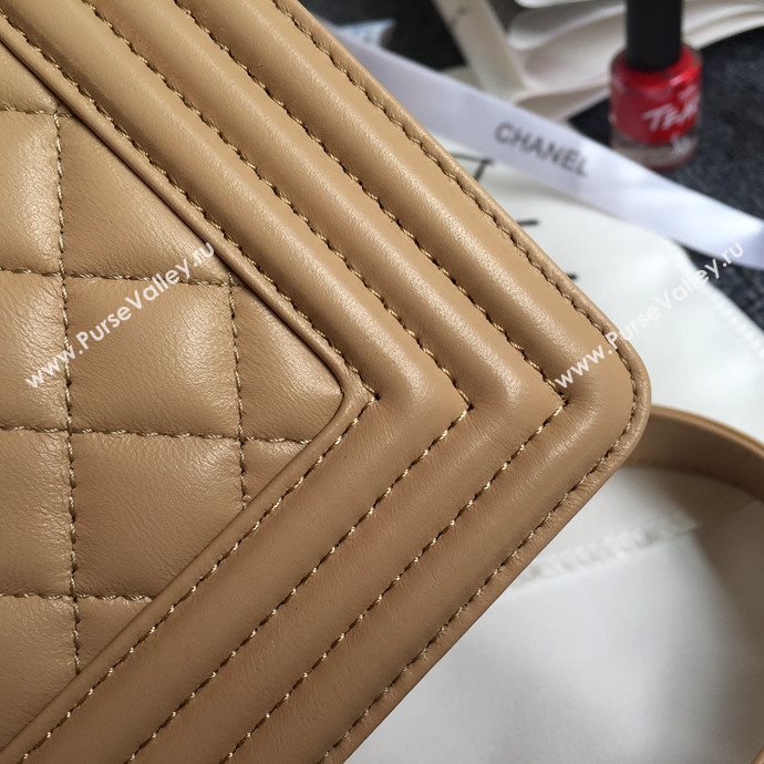 Chanel 67086 leather medium le boy handbag apricot bag 5628