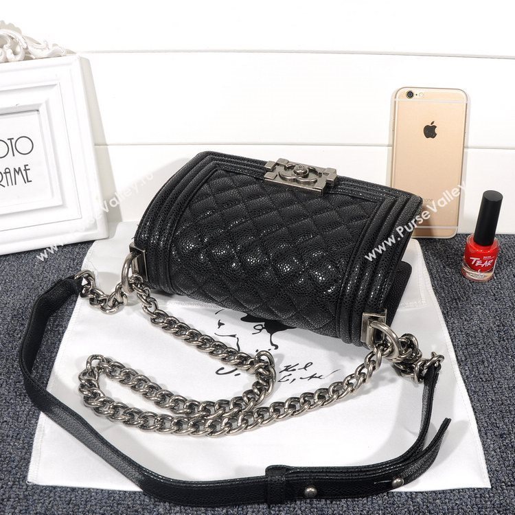 Chanel 67085 caviar leather small le boy handbag black bag 5630