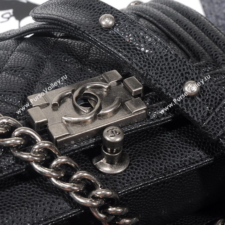 Chanel 67085 caviar leather small le boy handbag black bag 5630