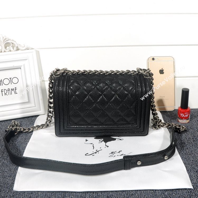 Chanel 67085 caviar leather small le boy handbag black bag 5630