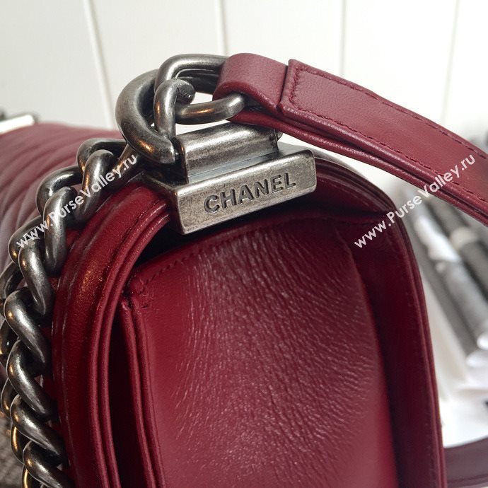 Chanel 67086 leather medium le boy handbag wine bag 5631