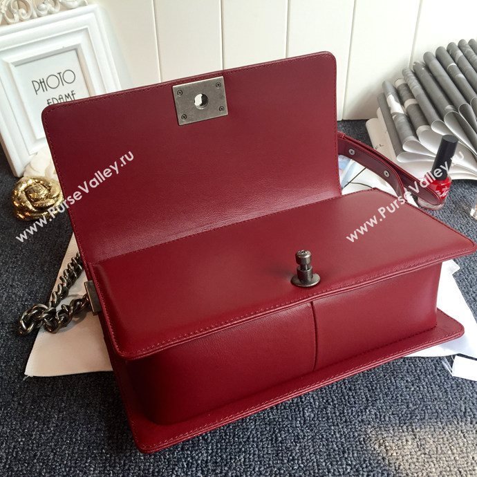 Chanel 67086 leather medium le boy handbag wine bag 5631