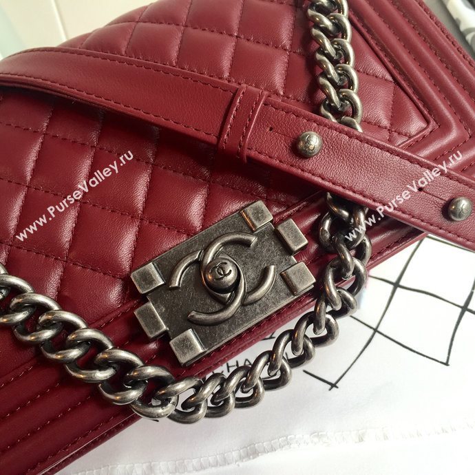 Chanel 67086 leather medium le boy handbag wine bag 5631