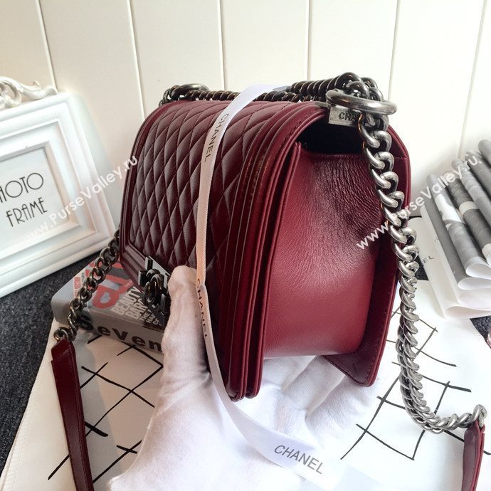 Chanel 67086 leather medium le boy handbag wine bag 5631