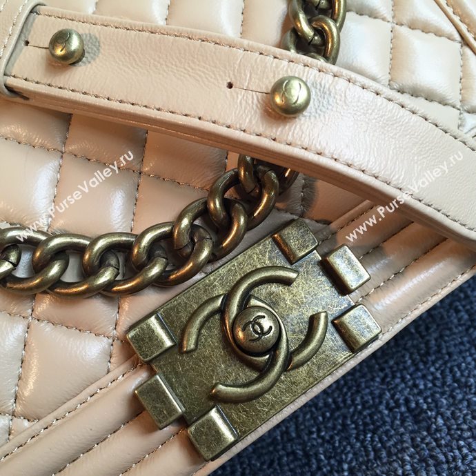 Chanel 67086 leather medium le boy handbag apricot bag 5634