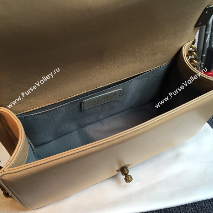 Chanel 67086 leather medium le boy handbag apricot bag 5634