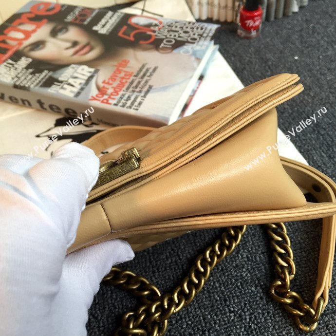 Chanel 67086 leather medium le boy handbag apricot bag 5634