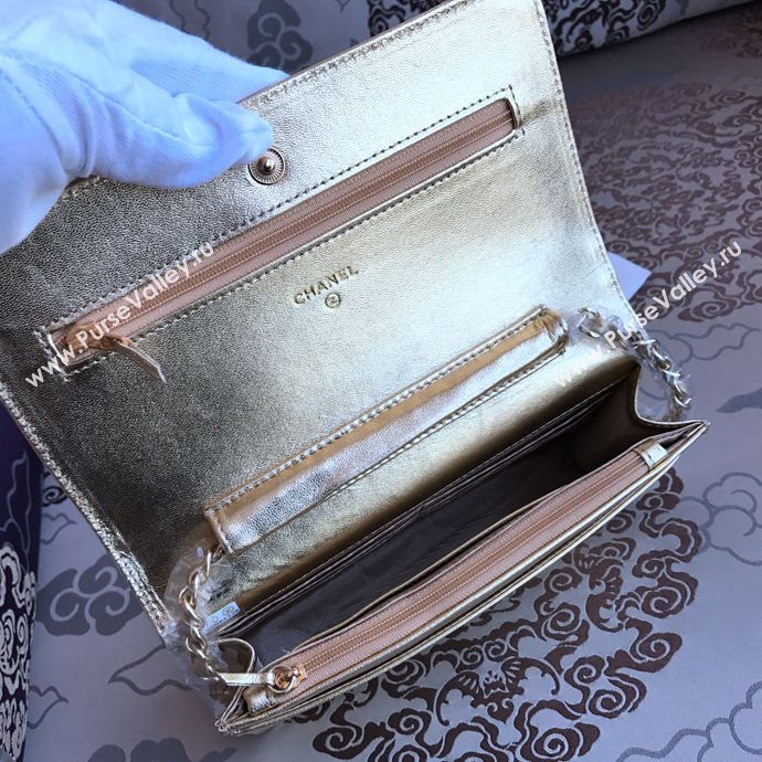 Chanel 33817 leather small woc handbag gold bag 5637