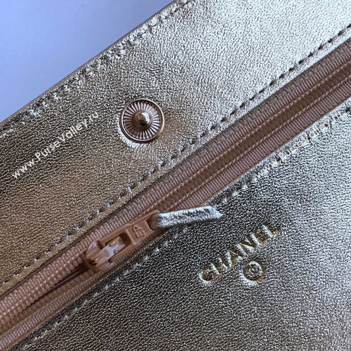 Chanel 33817 leather small woc handbag gold bag 5637