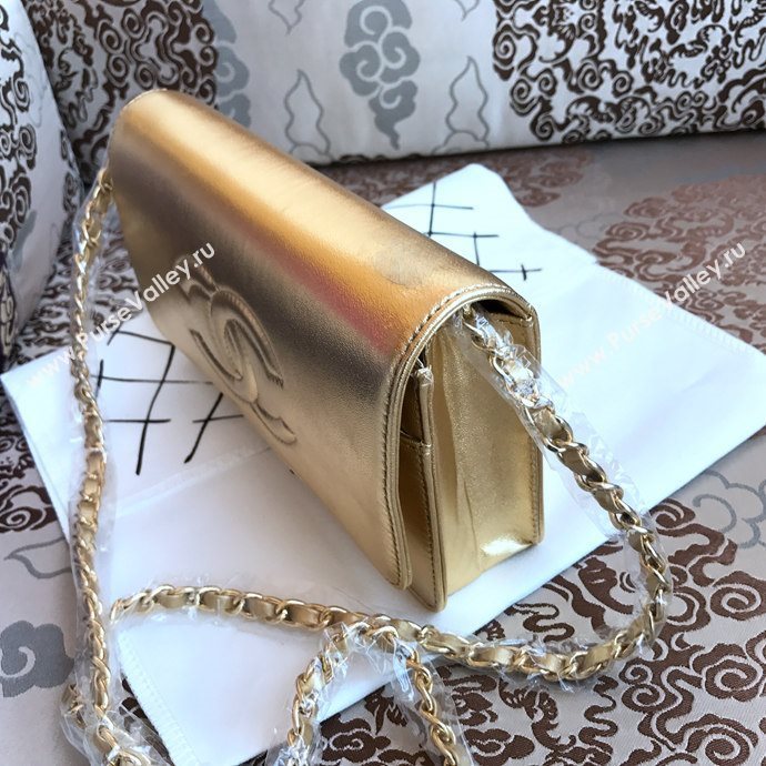 Chanel 33817 leather small woc handbag gold bag 5637
