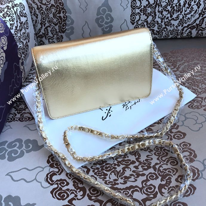 Chanel 33817 leather small woc handbag gold bag 5637