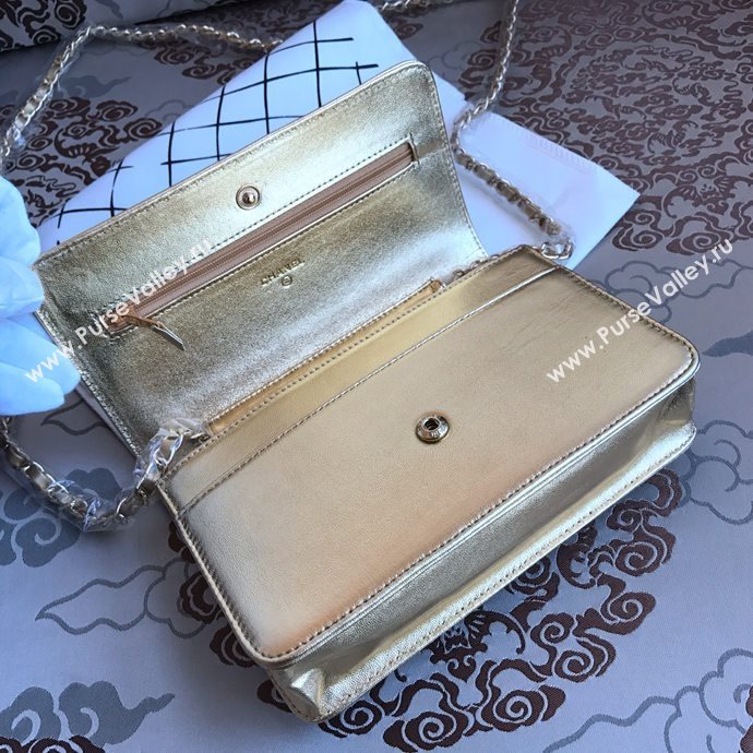 Chanel 33817 leather small woc handbag gold bag 5637
